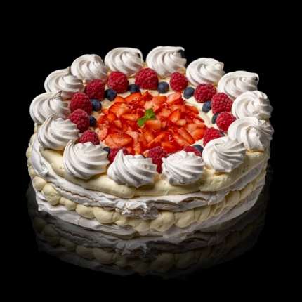 Pavlova kake med friske bær 16 pers.