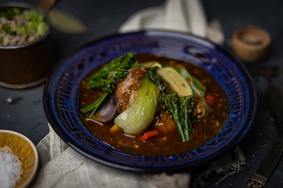 Stir fry pork med fried rice