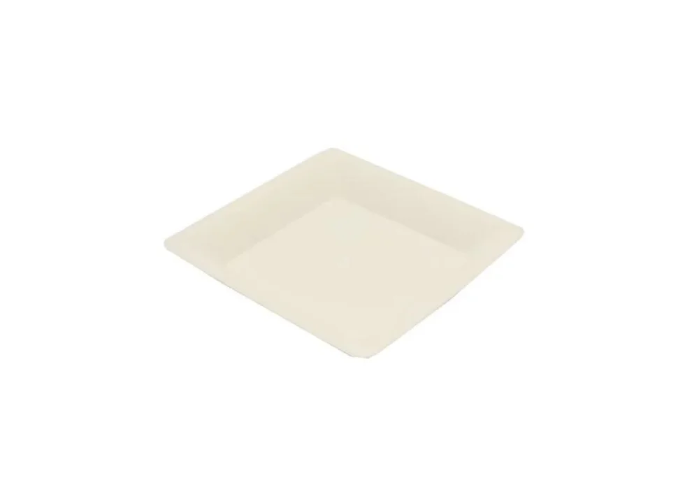 Engangstallerken fiber flat hvit 15*15cm komposterbar