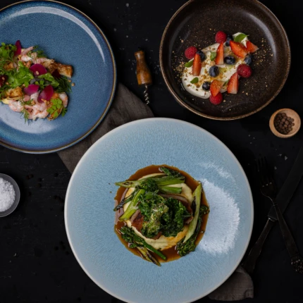 3-retter med Lyngenreker, svin og hvit sjokolade