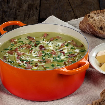 Potet -og purreløksuppe med focaccia og smør
